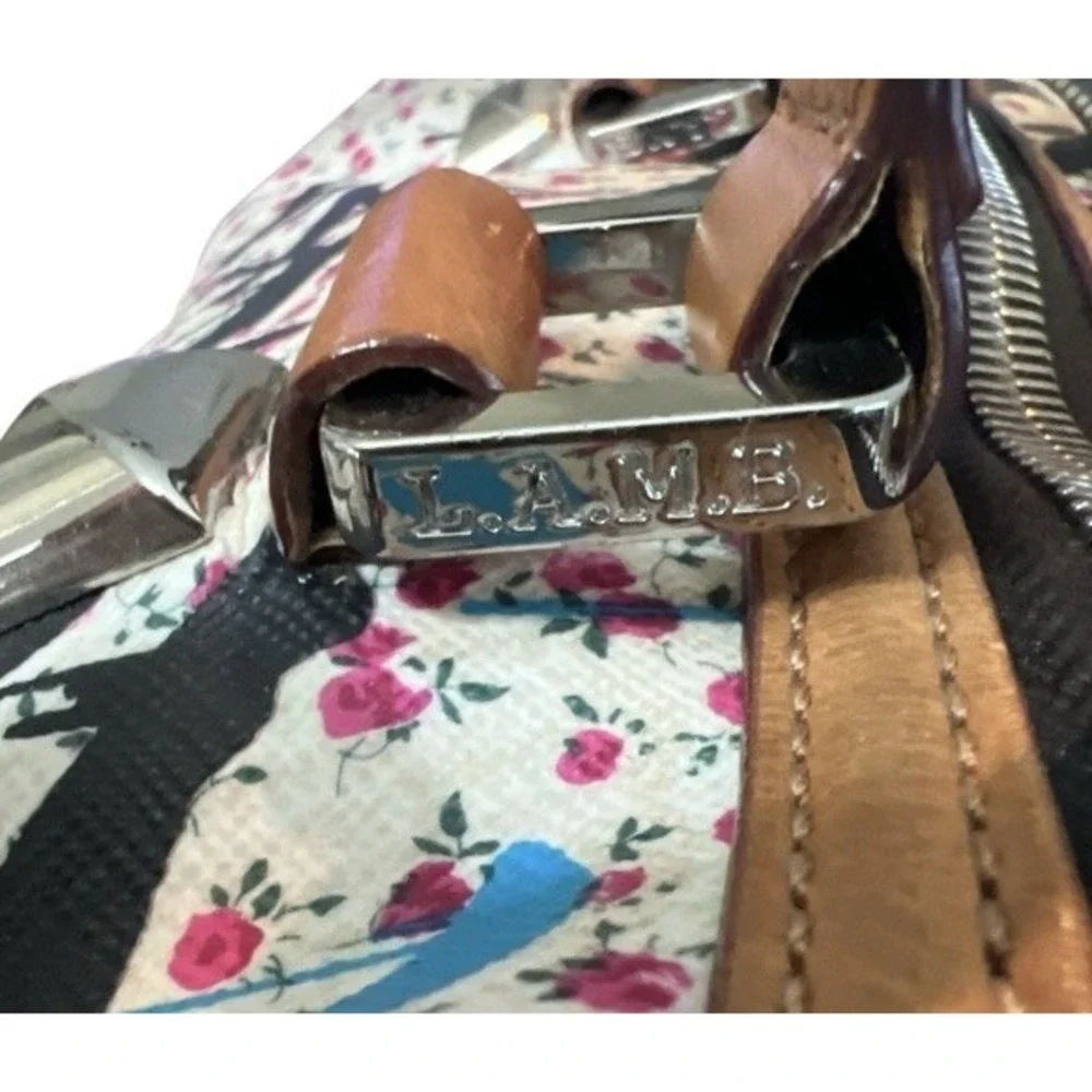 L.A.M.B. Floral Graffiti Satchel Handbag & Matching Wallet Set No Shoulder Strap